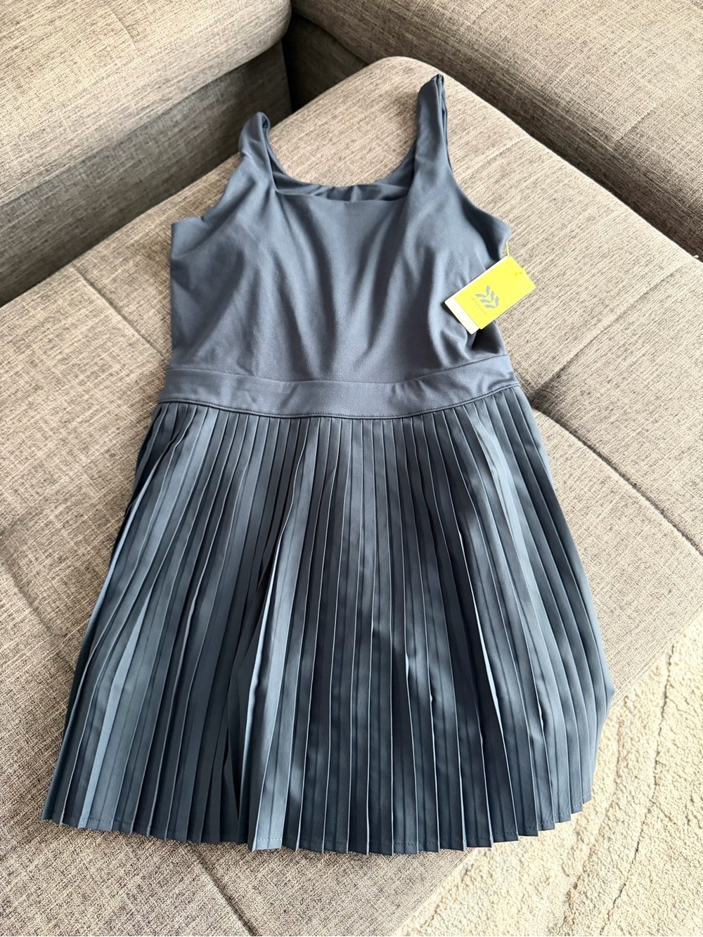 Pleated Tank Dress in Slate Blue